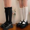 Ballet Style Bow Knee High Socks Lolitas Lace Ruffle Frilly Calf Socks JK Students Girls Stockings Sweet Knee Highs