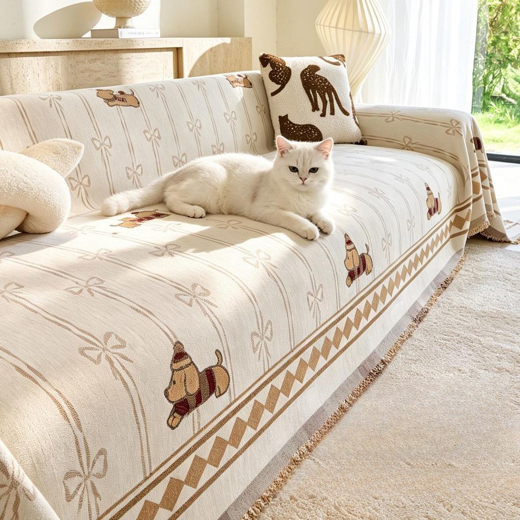 Dopamine Sofa Throw: All-in-One, Secure-Fit, Non-Slip Cover; All-Season Chenille Cushion