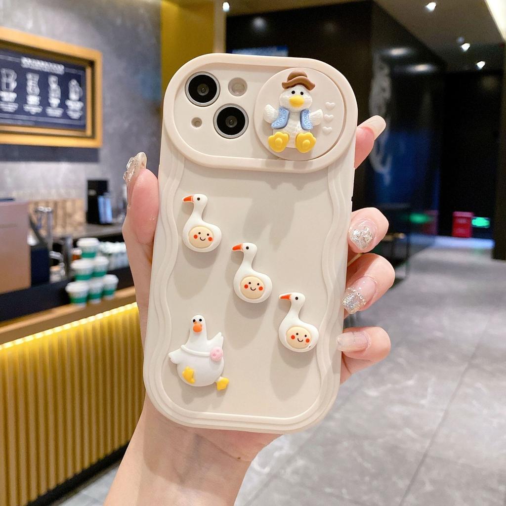 Wavy Push Windows Suitable for Apple 15 Sliding Windows DIY Duck Soft Shell IPhoneX/16 14 Soft Shell Mobile Phone Case