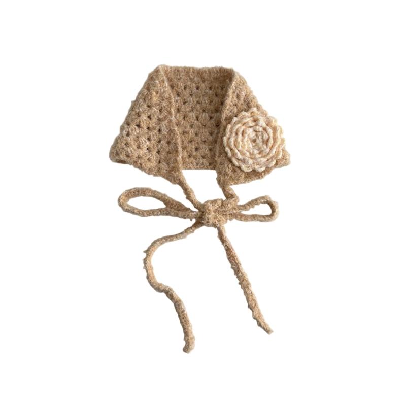 

Winter Knit Ear Warmer Hairband With Floral Design Warm Crochet Headscarf For Women Outdoor Activity Travel Essential хакі