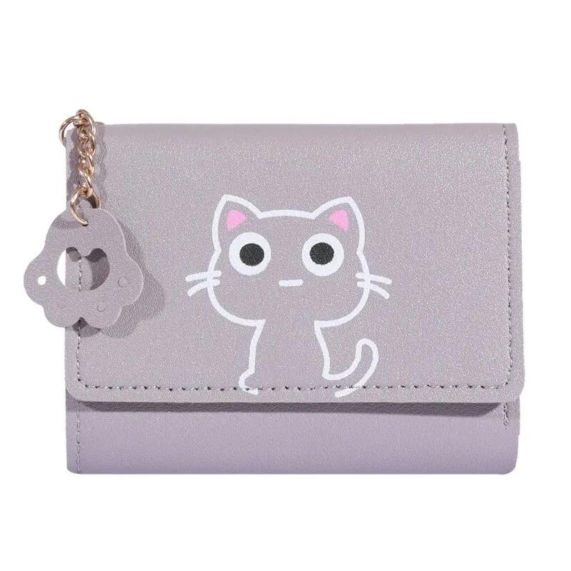 Neu Kleine Brieftasche Weibliche Katze Kurze Falten Personalisierte Student Nette Mini Mode
