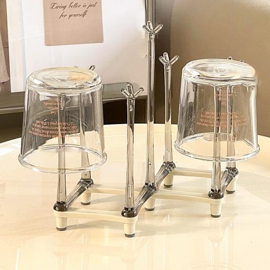 Retractable Cup Holder Rack Plastic Non-slip Bottom Mug Tree Stand for Draining