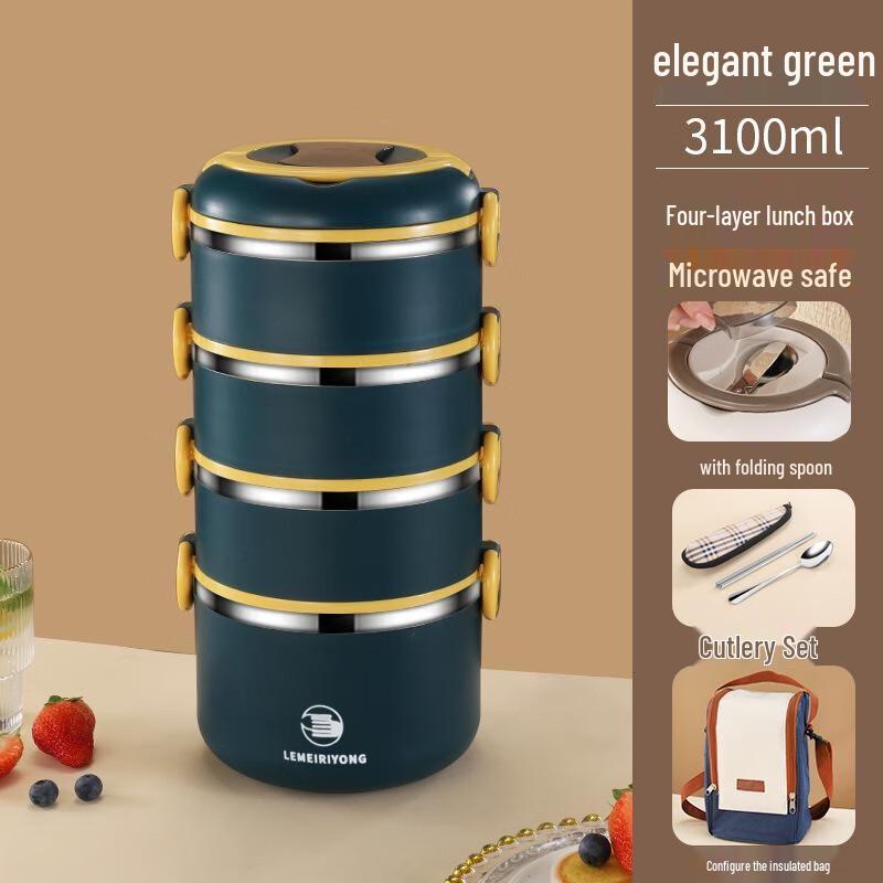 Zhichao Japanese Style 304 Stainless Steel Round Lunch Box