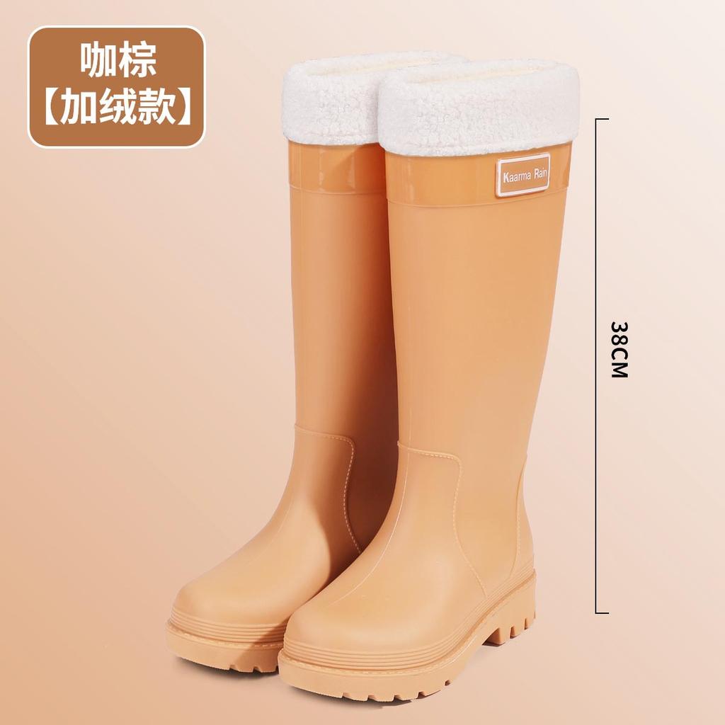 Kadın Yağmur Çizmeleri Moda Orta Baldır Kauçuk Galoş Kışlık Sıcak Pamuklu Yağmur Çizmeleri Kadınlar İçin Su Geçirmez Bahçe Botları Botas Lluvia