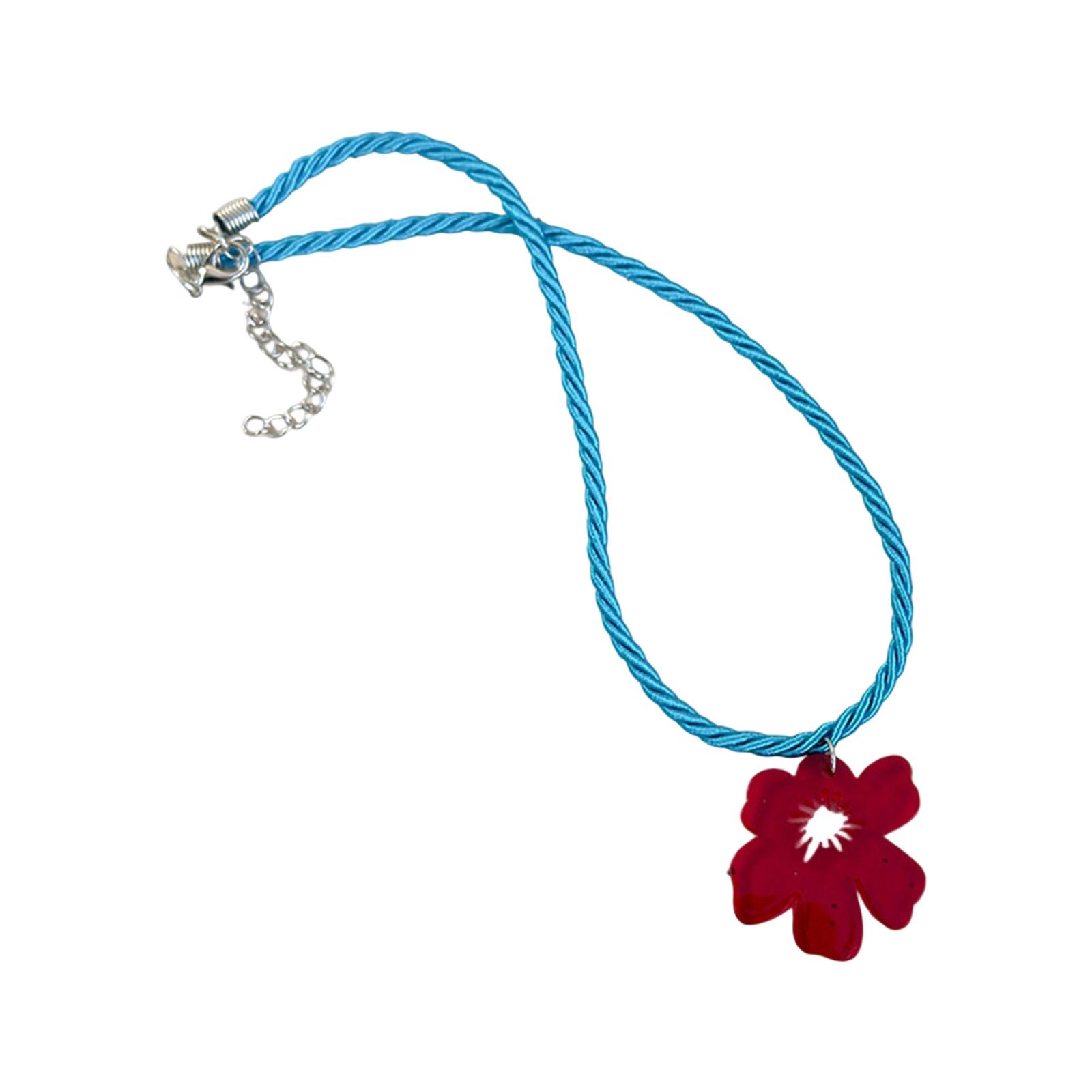 

Elegant Flower Necklace Handcraft From Sturdy Cord Acrylic With Adjustable Length for Fashionable Women Outfits червоний