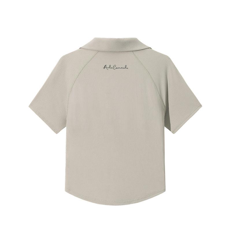 Anta Comfortable Simple Versatile Letter Slim Fit Polo Shirt Women Tops Green 162527108-3