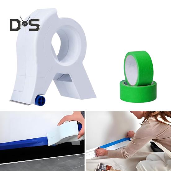Maler-Klebebandapplikator mit 1 Klebeband, Fenster, Türrahmen, Zierleisten, Abdeckbandspender, Maler- und Verpackungsbandschneider, tragbarer Etikettenbandschneider