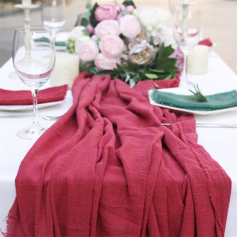 10 szt. 32X32Cm Gazy Bawełniana Serwetka Wielokrotnego Użytku Ściereczka do Herbaty Wesele Impreza Boże Narodzenie Dekoracja Stołu Retro Postrzępiona Serwetka