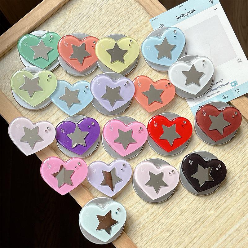MagSafe-Compatible Rhinestone Heart Mirror Phone Stand with Airbag, Star Design