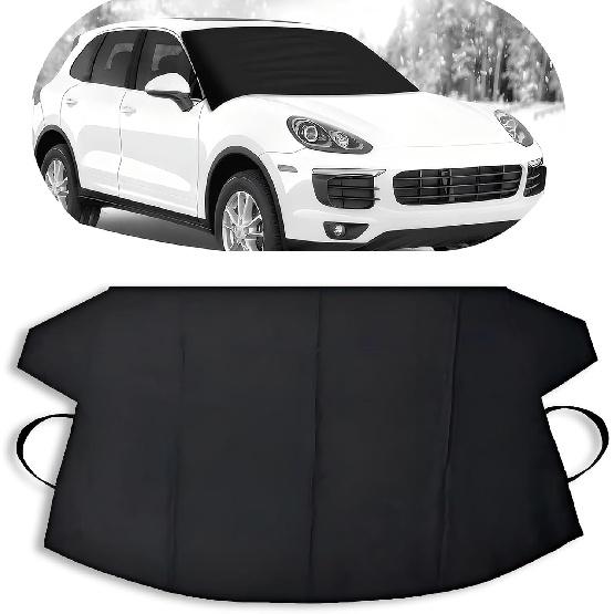 1 PC Car Windshield Snow Cover, Snap-On Waterproof and Scratch-Proof Windshield Protector, 600 D Oxford Cloth Car Window Snow Cover, Universal for