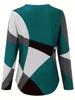 Plus Size Women's Color Block Geometric Print Long Sleeve Top - Multiple Colors, Spring/Autumn Style