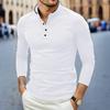 New Men's Casual and Fashionable Solid Color Long Sleeved Stand Up Collar T-shirt Summer Versatile and Comfortable Top