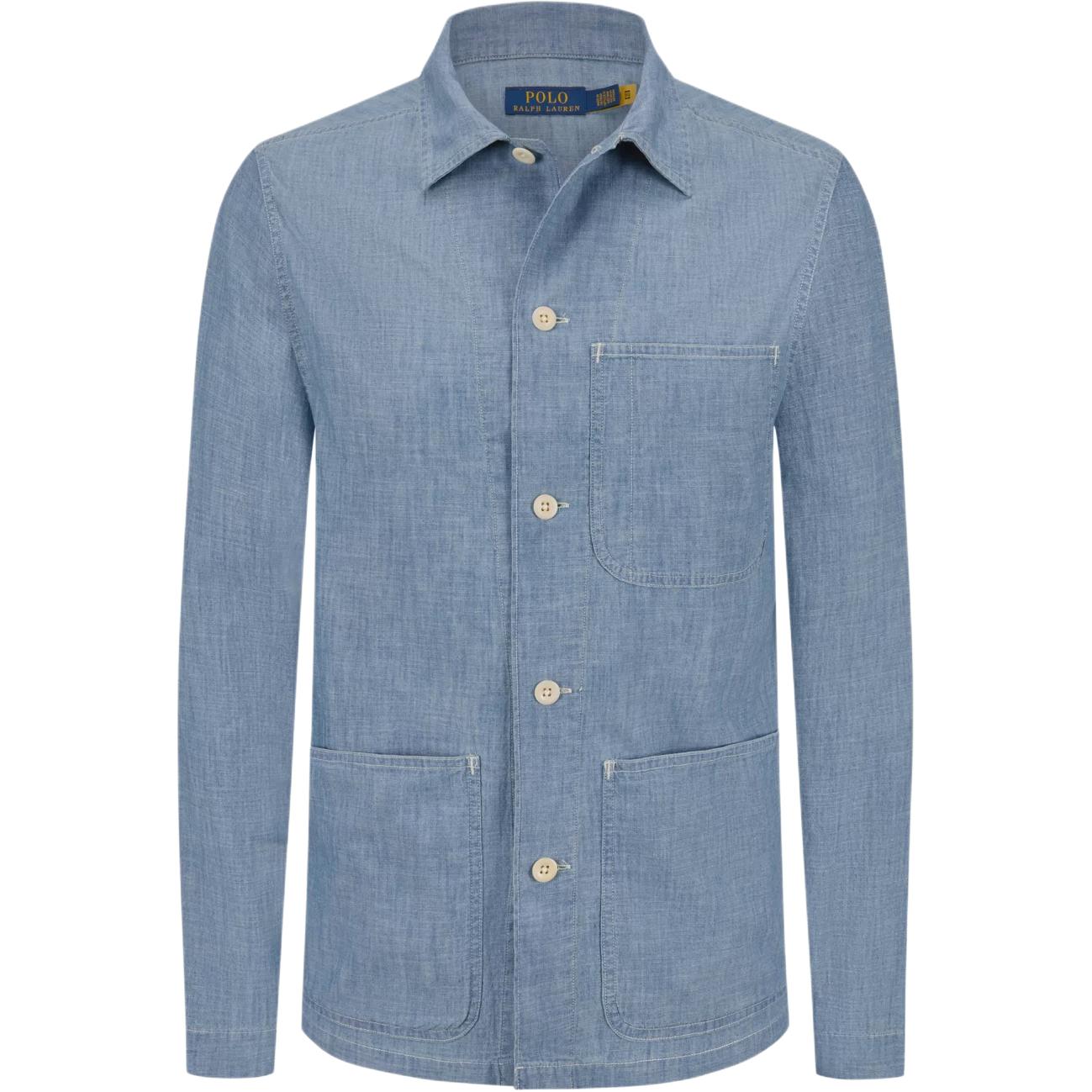 

Polo Ralph Lauren Однотонная рубашка с воротником Кент, однобортная, с длинным рукавом, мужская, рубашки, синяя, 710964792-001 XL