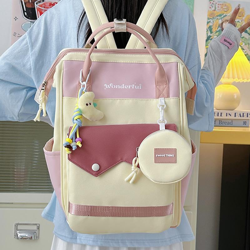 Colorblock Studenten Schultasche Kinderrucksack Leichter Rucksack