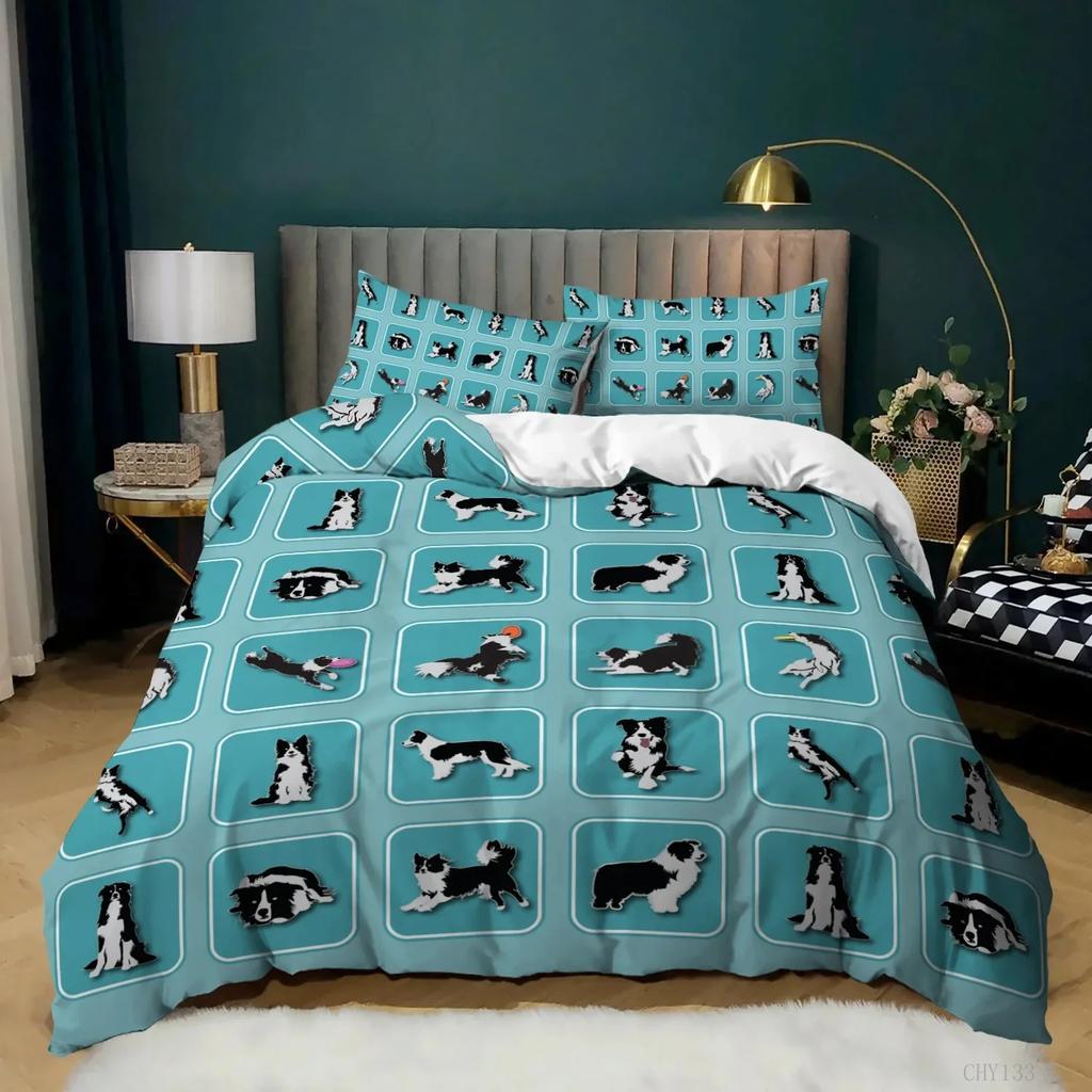 Cute Dogs Bedding Set For Kids Adults Cartoon Corgis Dog Design Duvet Cover Pillowcase Bed Linen Kawaii Style Single Double Size