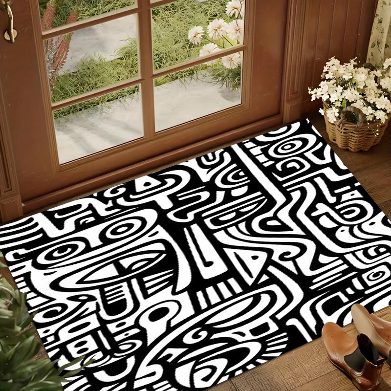 Black & White Carpet Abstract Pattern Home Entrance Rugs Carpets for Living Room Washroom Floor Mat Bedroom Decor Alfombra Gift