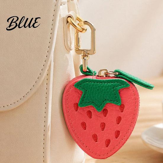 Headphone Case Pouch Faux Leather Coin Wallet Fruity Pattern Mini