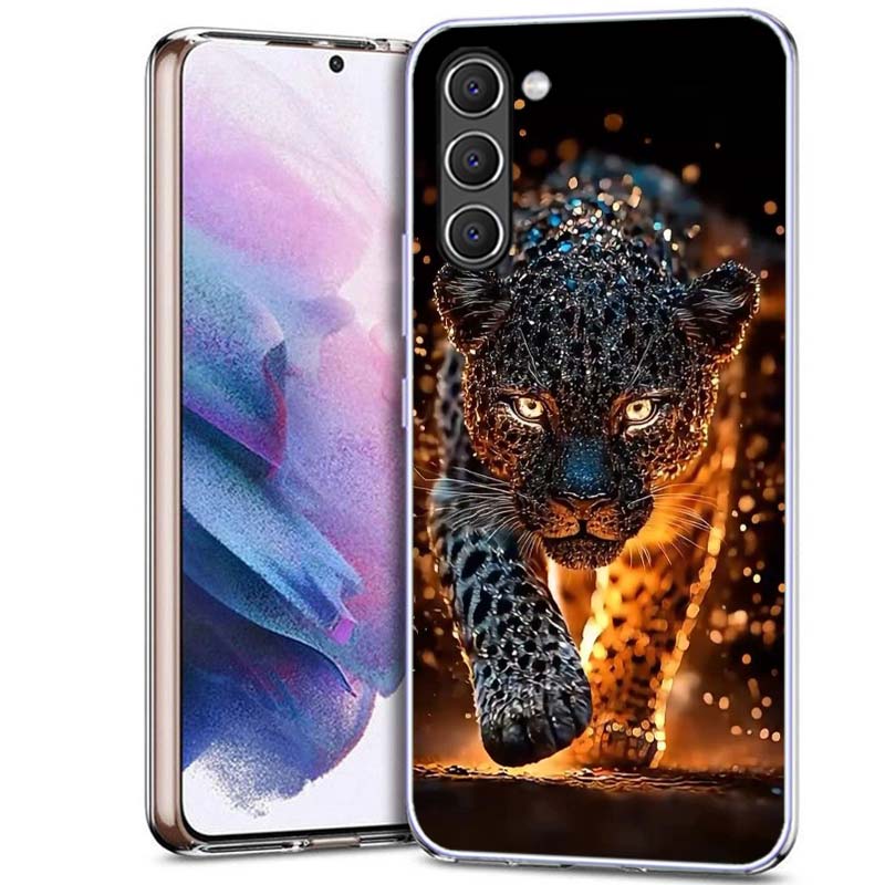 Cheetah and Illusion Diamond Gem Phone Case for Samsung A54 A14 A24 A34 A17 A37 A57 A55 A35 A25 A15 A13 A23 A33 A53 A07 A05S A04