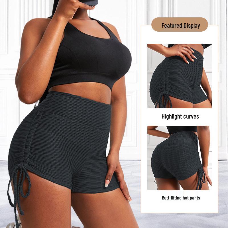 

2024 Women s Peach Butt High Waist Yoga Fitness Shorts with Drawstring S