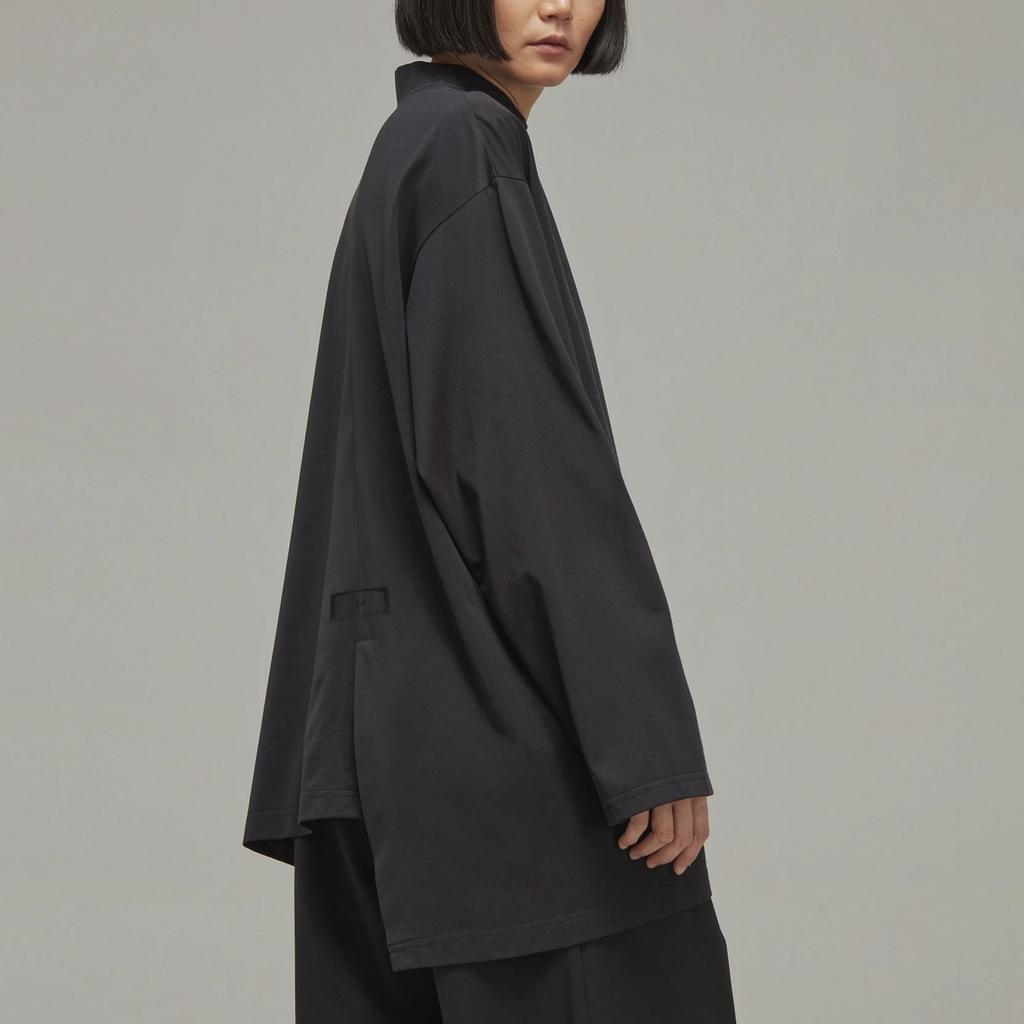 Y-3 Solid Color Mock Neck Long Sleeve T-Shirt Women Tops Black H44795