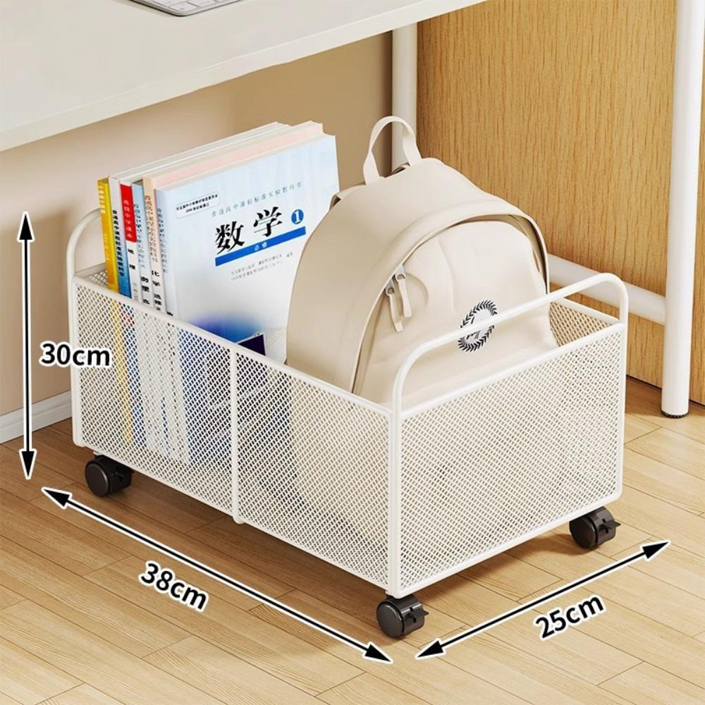 Iron Made Mobile Book Storage Box Simple With Wheels Classroom Desktop Organizer Multifunction Rolling Book Cart Entryway Dorm