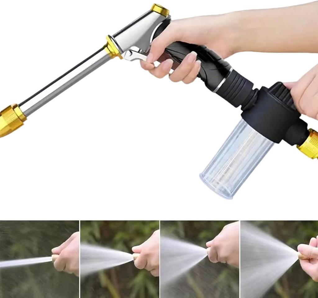 Portable High-Pressure Washer Nozzle Adjustable Water Jet Spray for Garden Hose - Stainless Steel Car Washer for Patio Driveway Deck Outdoor
