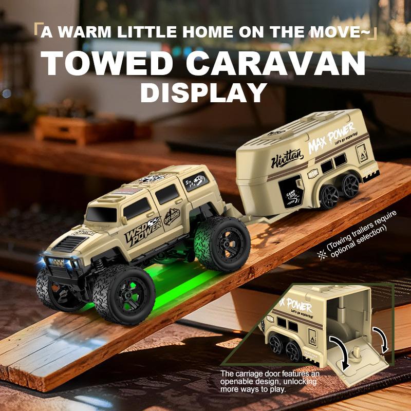 1:64 Scale Rc Off Road Climbing Car Led Lights Proportional Remote Control Type C Rechargeable Trailer Diy Stickers Gift Toy