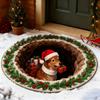 Christmas Santa Gnome Quilted Round Mat Festive Area Rug Non-Slip Backing Door Mat Living Room Bathroom Kitchen Absorbent Mat