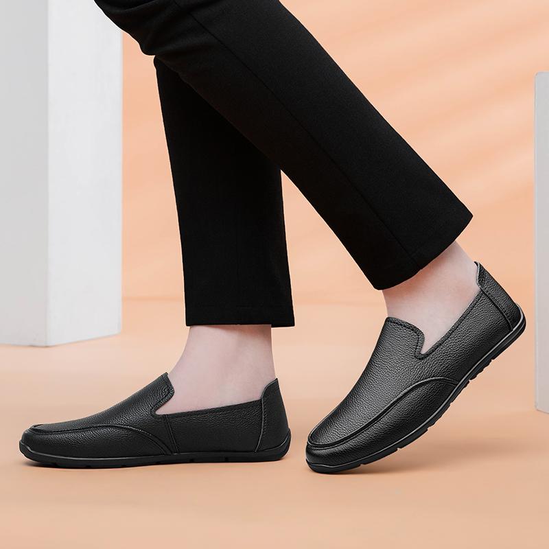 2025 New Genuine Leather Men Walking Shoes Casual Business Formal Shoes Fashion Designer Comfy Dress Loafers Driving Lazy Shoes