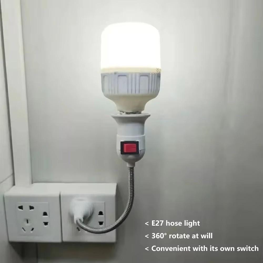EU Plug E27 Lamp Base with Switch Adjustable Flexible Plug Switch Light Holder Direct Plug Energy Saving Swivel Lamp Bedroom