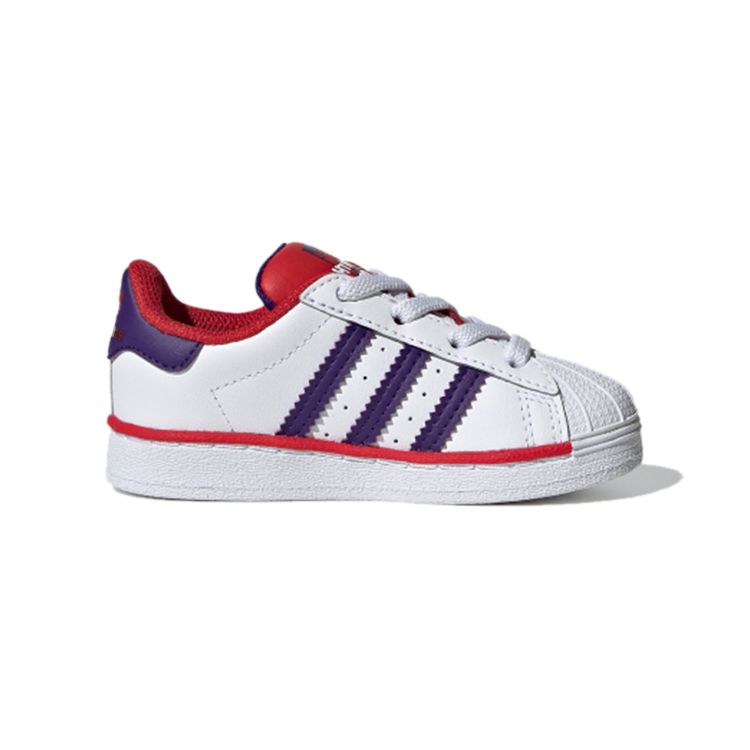 Adidas Originals Superstar El Comfortable Shock Absorbing Durable Low Top Sneakers Baby Sneakers White Purple FV3661