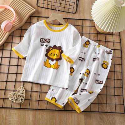 Kids Cotton Pajama Set Summer 3/4 Sleeve Sleepwear Soft & Breathable Loungewear for Boys and Girls