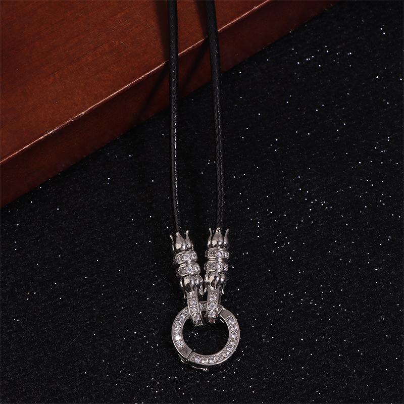 Chaîne de Pendentif Bouddhiste Thaïlandais Réglable Corde de Collier Simple Avec Boucle Cercle de Lotus en Zirconium Micro-Diamant