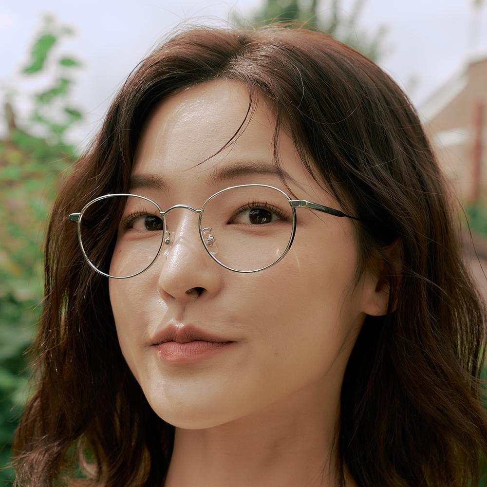 Alloaiweeo Al8401 11111G Titanium Silver Layered Bridge Eyeglass Frame Blue Light Lens Selection