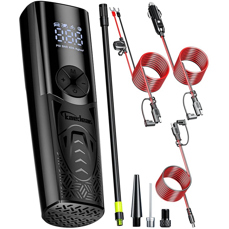 Электрический воздушный компрессор Kaedear KDR-AP12 для мотоциклов и автомобилей, DC 12V, подключение через гнездо прикуривателя, разъем SAE, совместим с