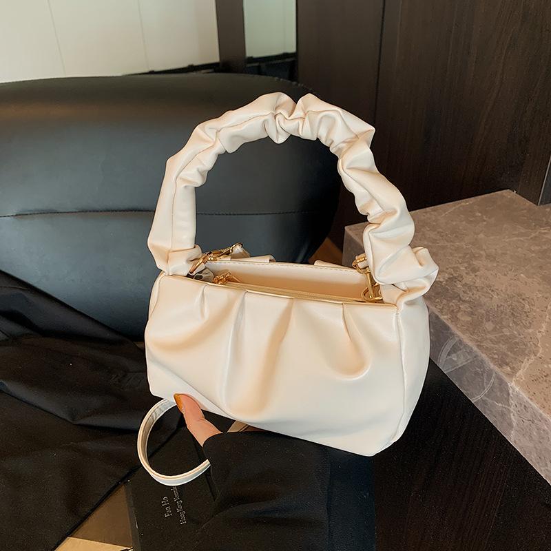 Popular bags women's new trendy fashion pleated handbags, high-quality textured shoulder messenger bags