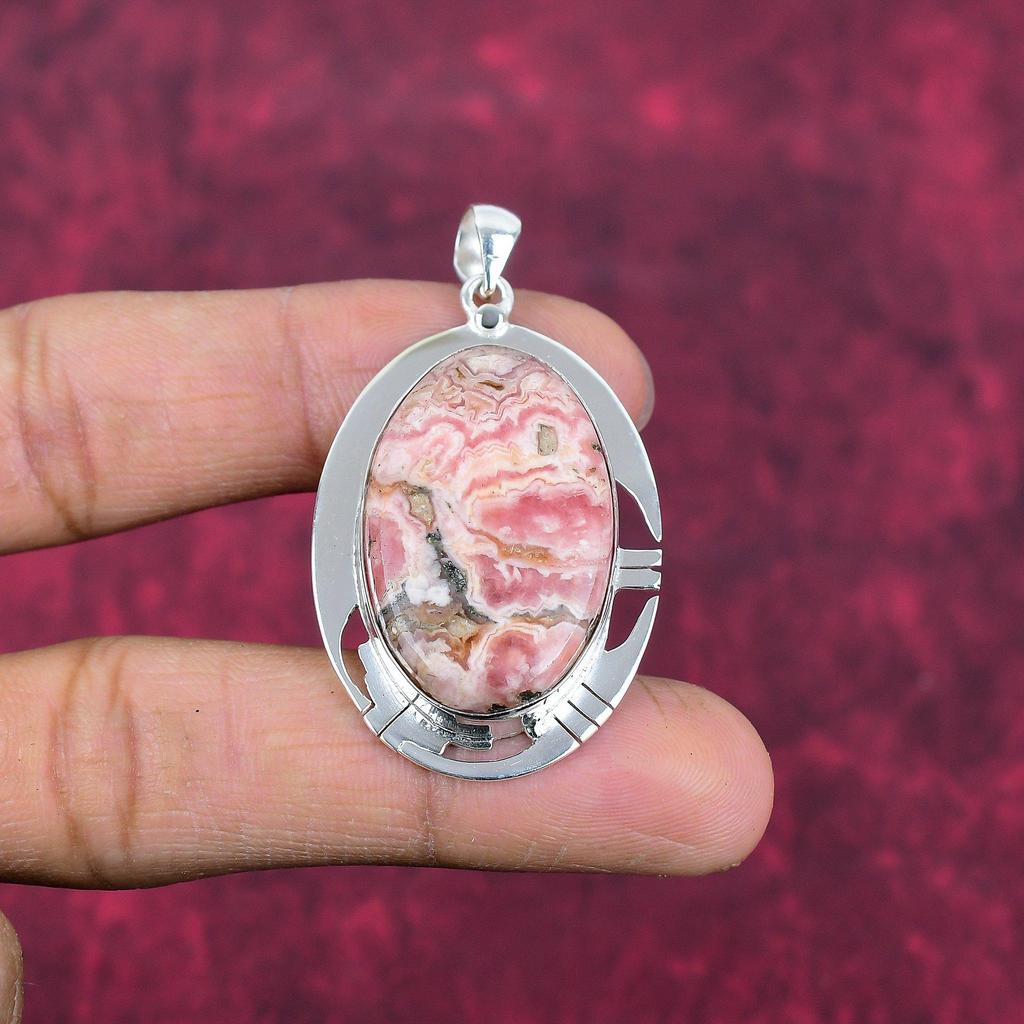 Rhodochrosite Jewelry, 925 Solid Sterling Silver Pendant, Handmade Gemstone Jewelry Pendant, For Memorial Day