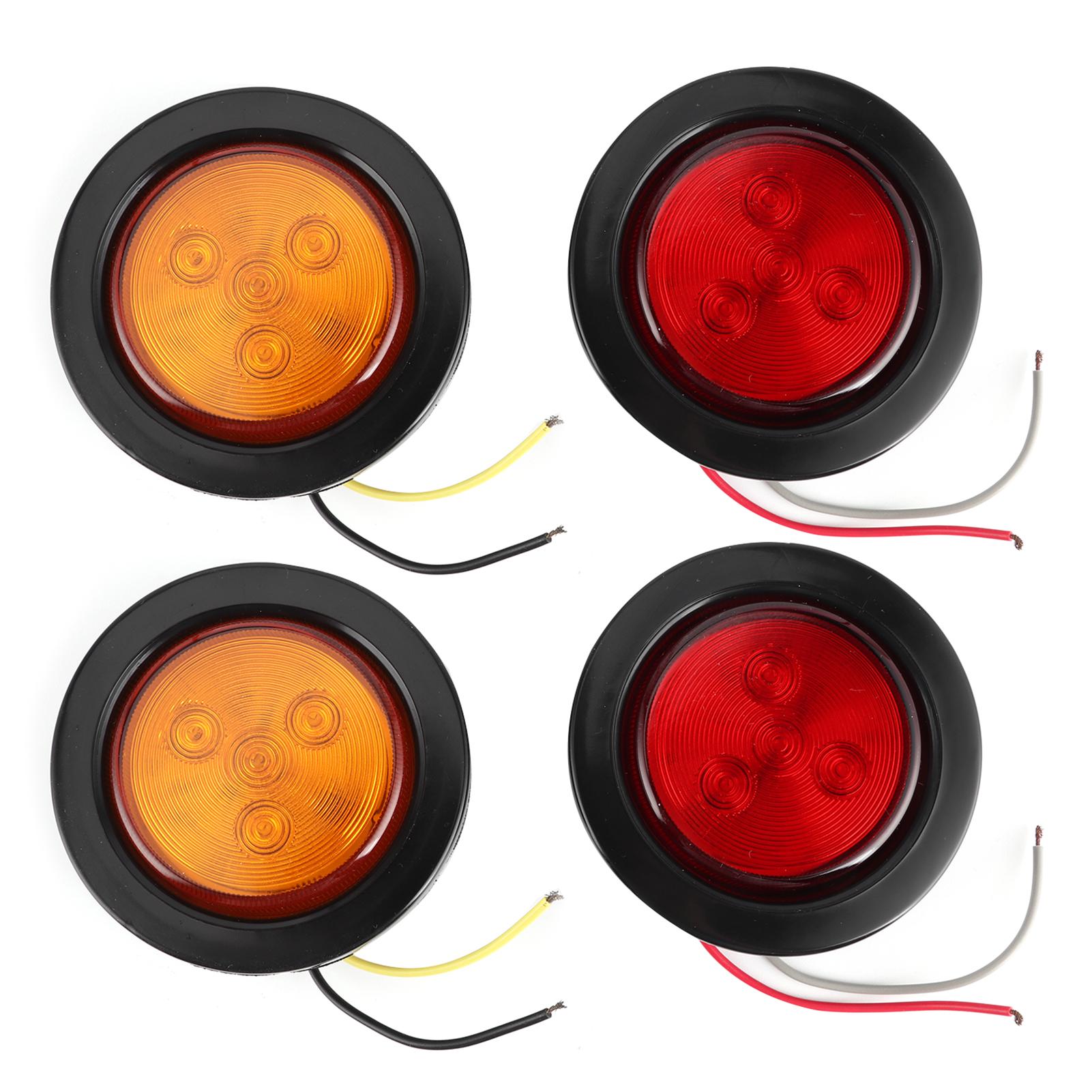 

4pcs 2.5in LED Round Indicator Light 10V 30V High Brightness Lamp for Truck Trailer Lorry