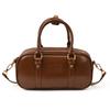 Elegant PU Leather Bowling Bag Solid Color Korean Style PU Boston Bag Handbag Large Capacity Sling Bag Outdoor