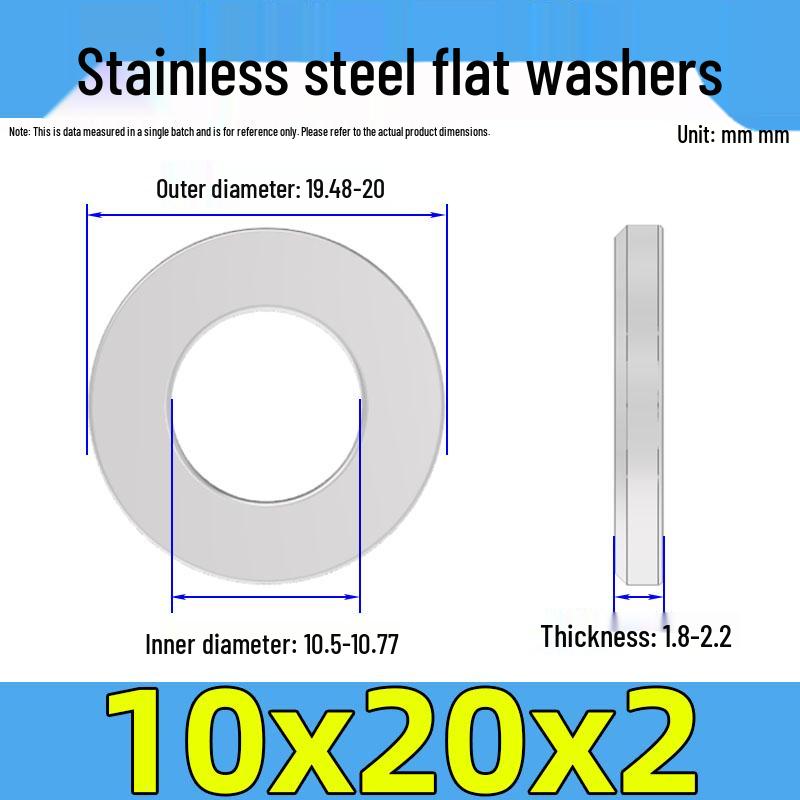 Jinguying Stainless Steel Flat Washer 201/304/316 Standard Size, No Burrs (GB97/DIN125)