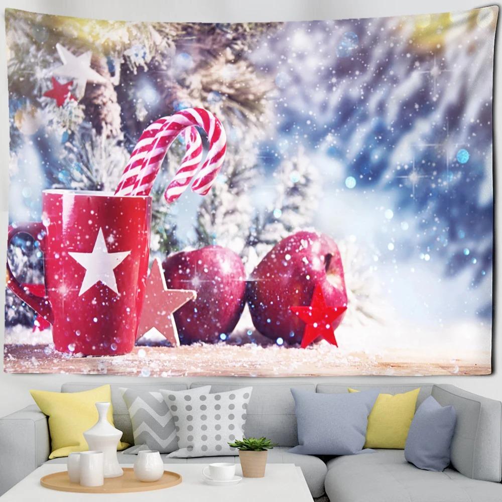 Weihnachtliches Katzenmuster Wandteppich Schlafzimmer Wohnzimmer Heim Wanddekoration