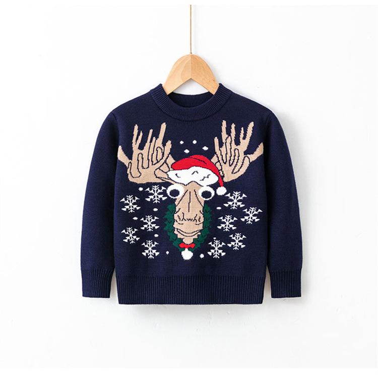 New Children's Christmas Sweater Collection: Girls' and Boys' Autumn/Winter Cartoon Pullover Knitwear