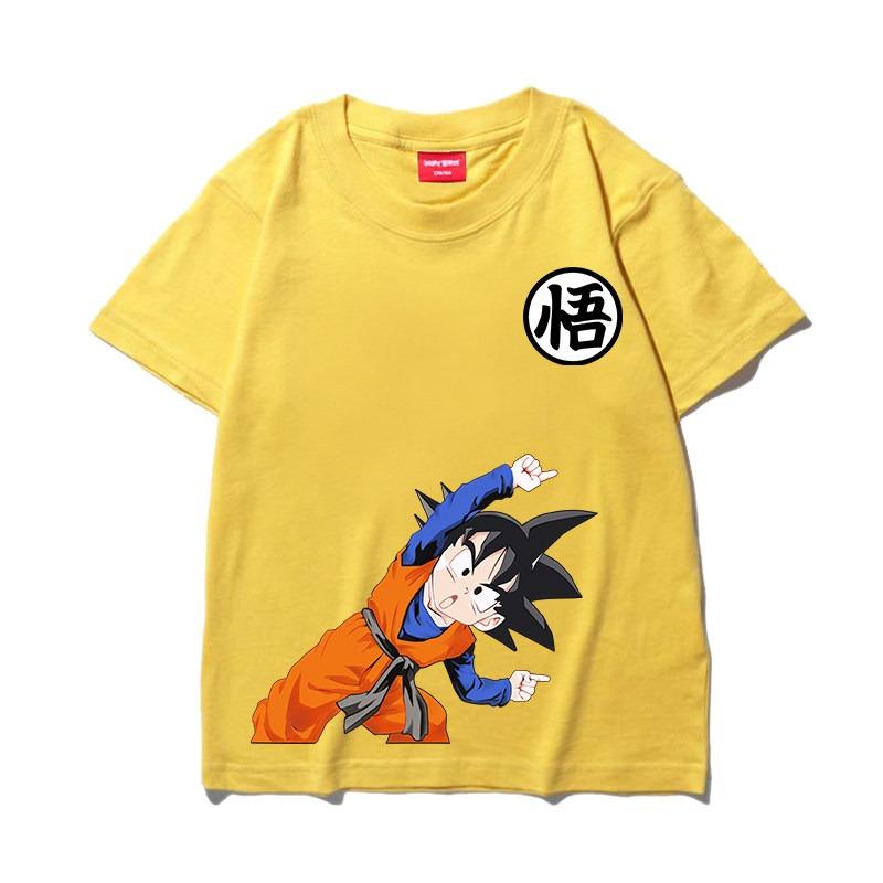 Boys, Girls and Adults Dragon Ball Goku Cartoon Short-sleeved T-shirt, Japanese Anime Fusion Children's Printed Trendy Top