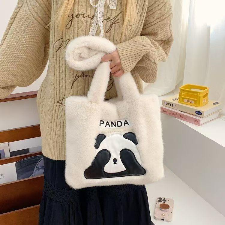 Panda Plush Tote Bag - Large Capacity Handbag for Women