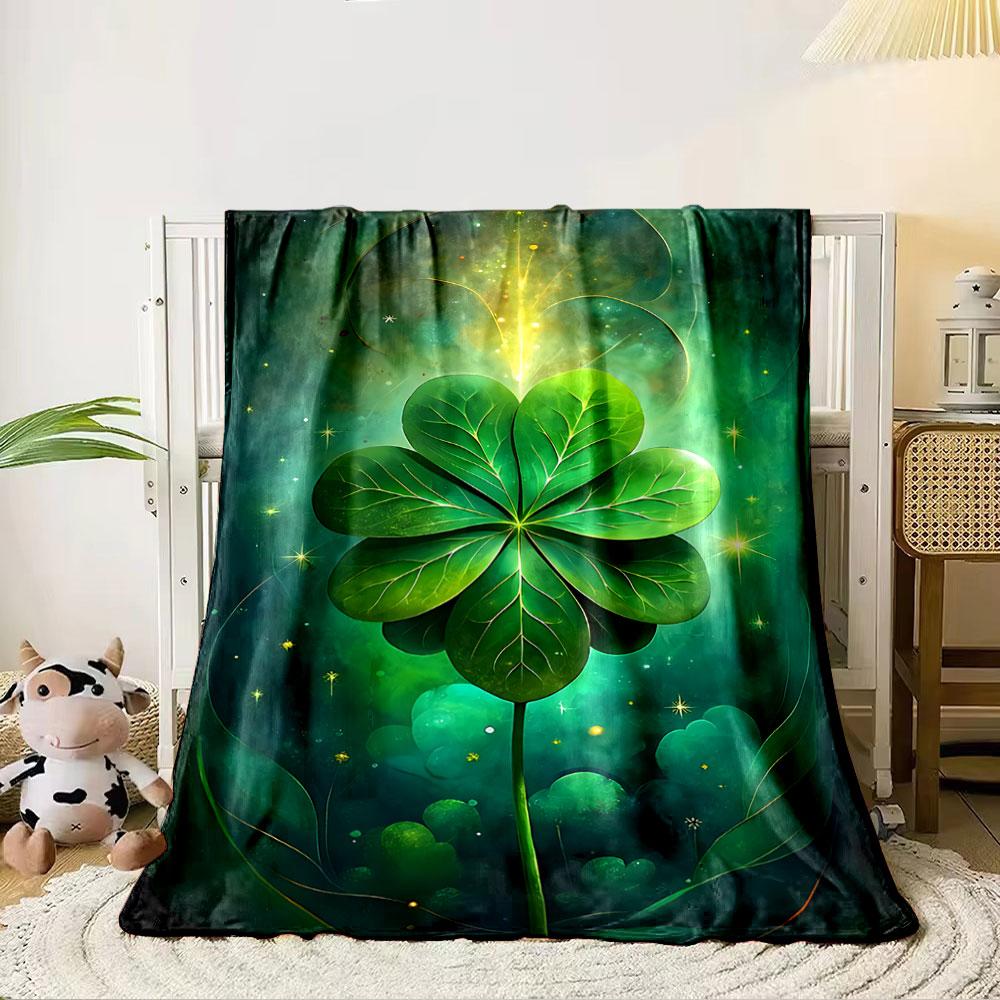 Lucky Clover Green Glow for All Seasons Blanket Lunch Break Throw Gift