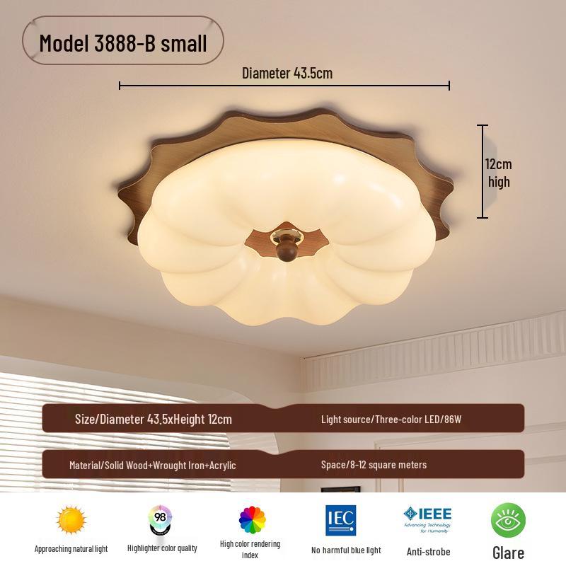 Song Dynasty Aesthetic Retro Ceiling Light - Mid-Century, Eye-Protective Design for Study or Bedroom