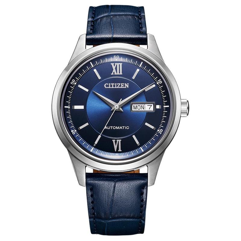 

CITIZEN COLLECTION series 50 meters waterproof date and week display automatic/manual mechanical movement cowhide strap 40mm same style for NY4050-11L синій