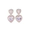 Elegant Zirconia Heart Earrings: French Style, High-End Shine