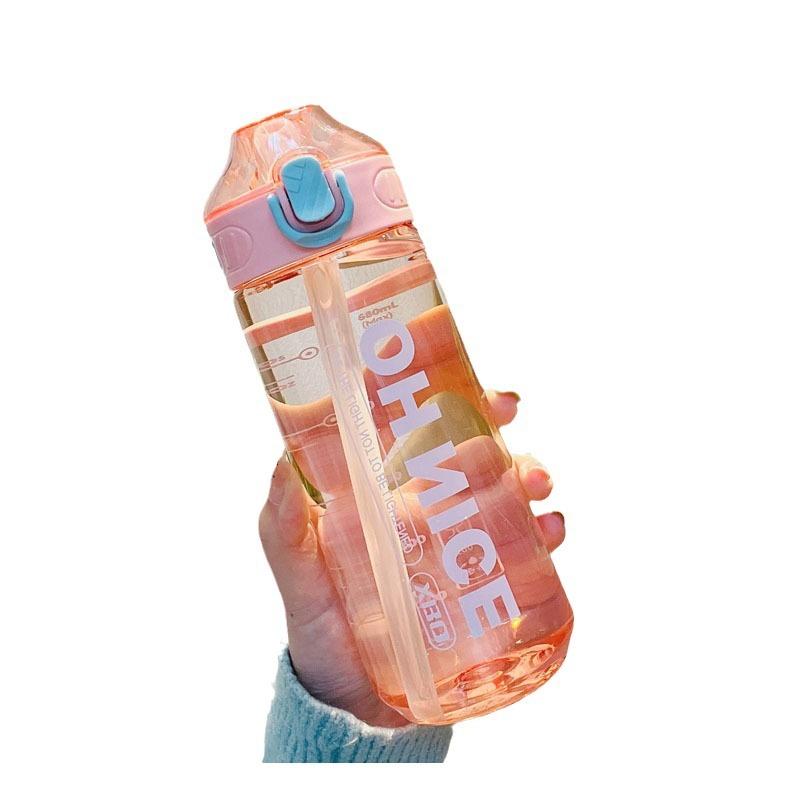 Water bottle summer new high value straw cup simple food grade boys and girls go out sports portable anti-drop cup
