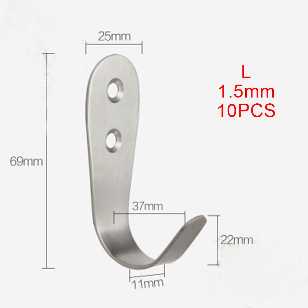 Hook 10XSolid Stainless Steel Wall Mount Single Hook Heavy Duty Rustproof Coat Hanger Crochet Household Hook Cozinha